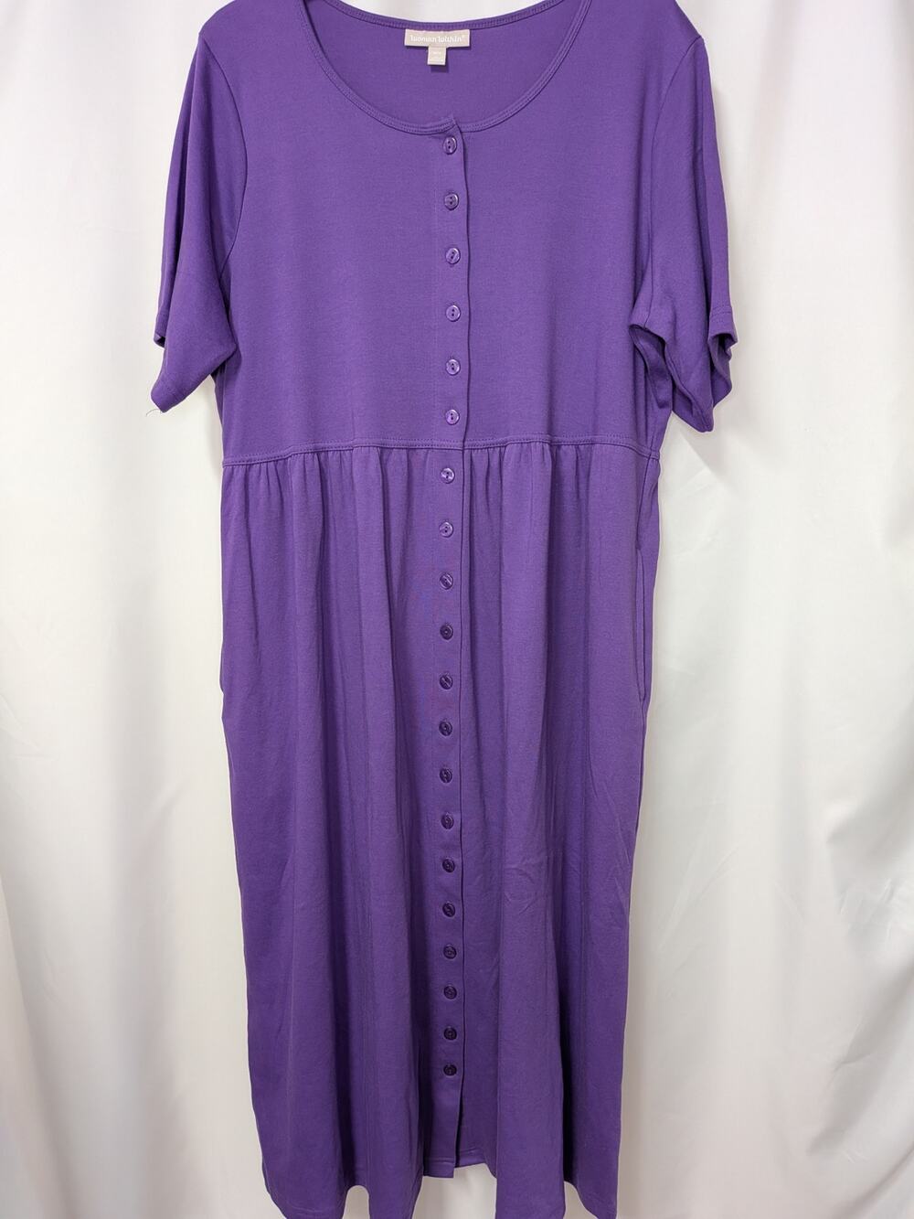 Short Sleeve Button Down Cotton Jersey Dress with Pockets!